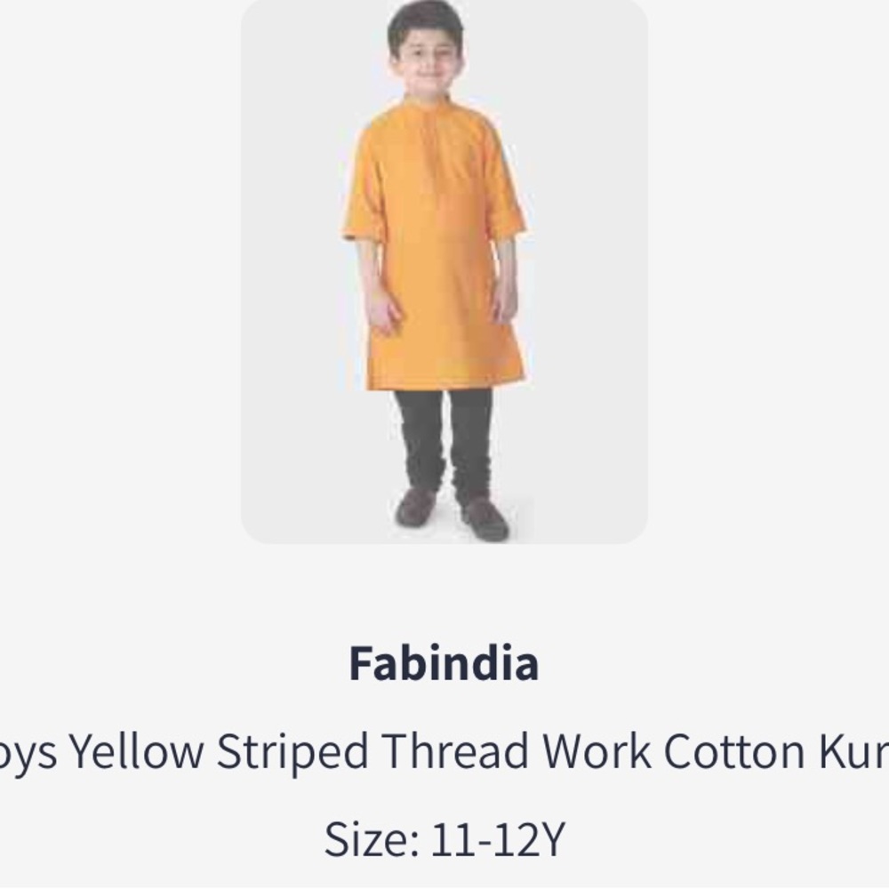 Fabindia Boys Mustard Kurta